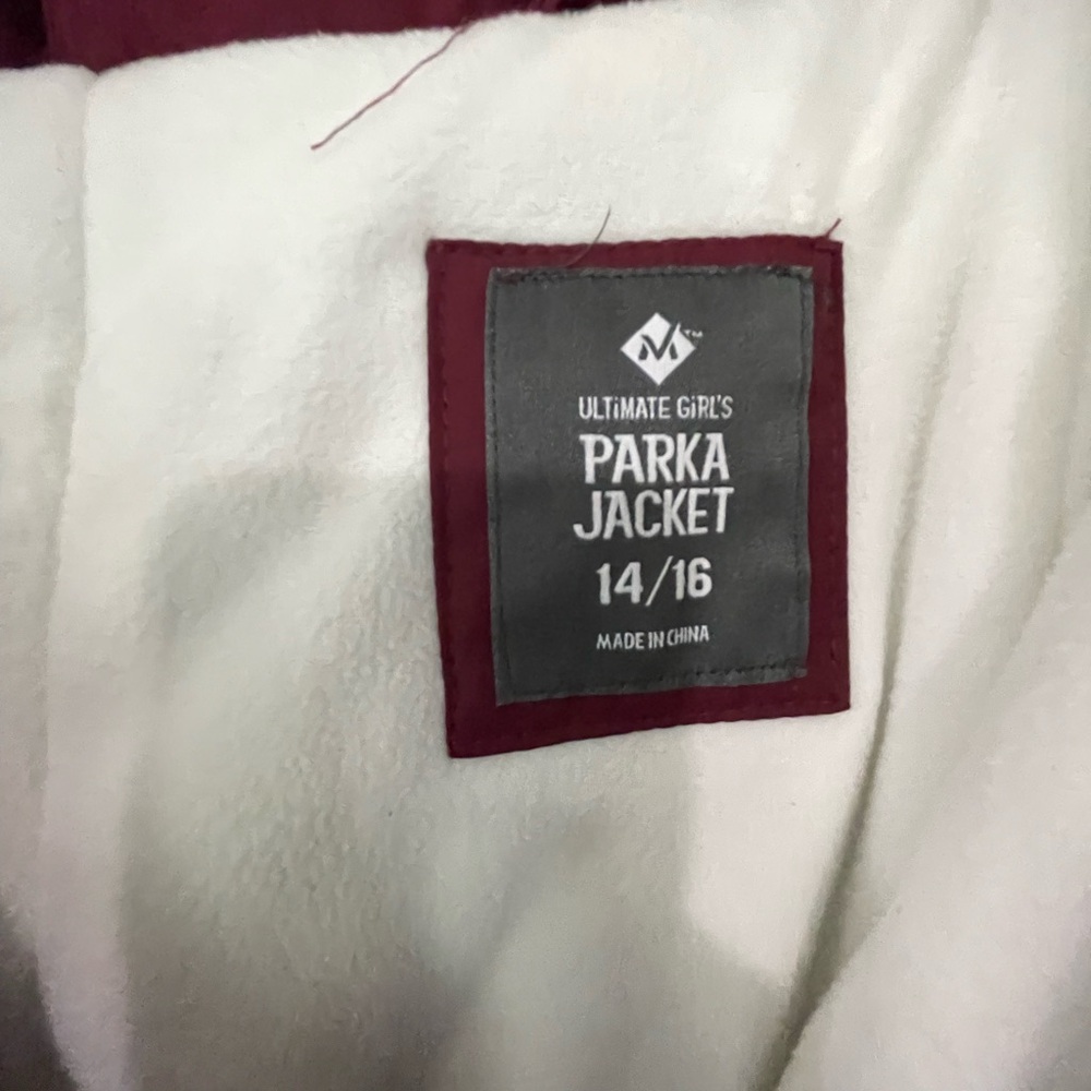 Parka Jacket - Burgundy and White